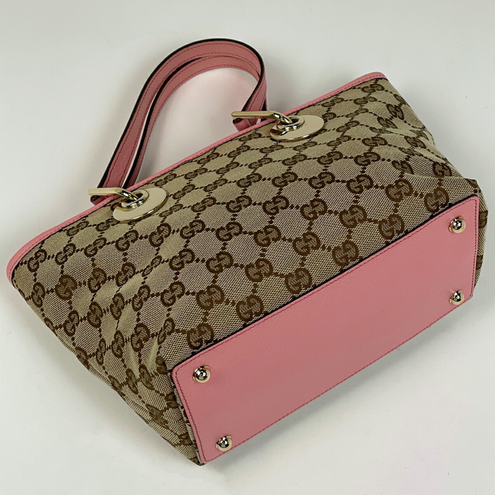 Gucci Eclipse Handbag GG canvas pink leather trim - Picture 2 of 7
